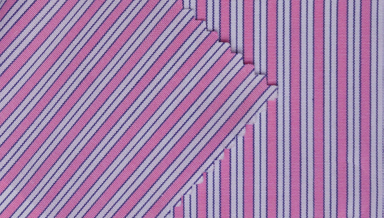 Pink and Navy cotton striped shirting fabric