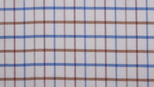  Blue and brown brushed tattersall cotton shirting fabric