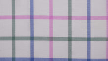  Blue pink and green brushed tattersall cotton shirting fabric