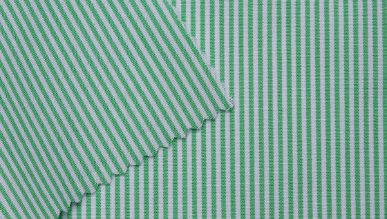 Green pencil stripe cotton shirting fabric