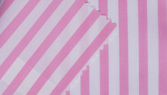 Pink butcher stripe 100% cotton shirting fabric