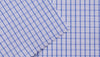 Blue windowpane check 100% cotton shirting fabric.