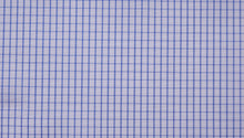  Blue windowpane check cotton shirting fabric.
