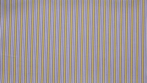 Yellow and Navy stripe cotton shirting fabric