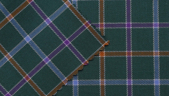 Green and blue tattersall cotton shirting fabric