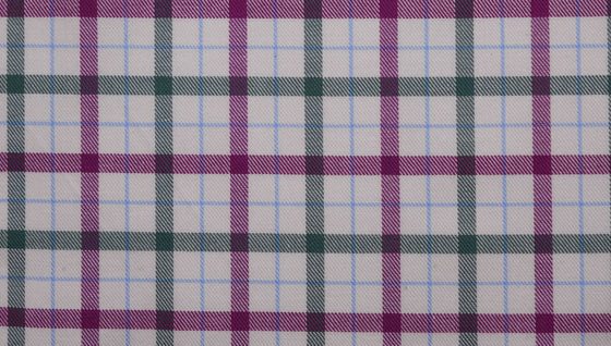 Green and magenta brushed tattersall cotton shirting fabric