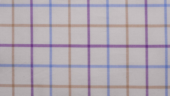 Blue and Plum Brushed Cotton country check tattersall fabric