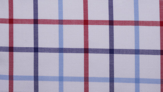 Navy and Red Brushed Cotton country check tattersall fabric