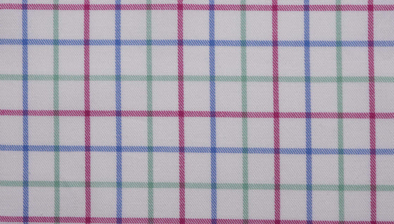 Blue and Magenta Brushed Cotton country check tattersall fabric
