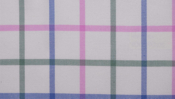 Blue pink and green brushed tattersall cotton shirting fabric